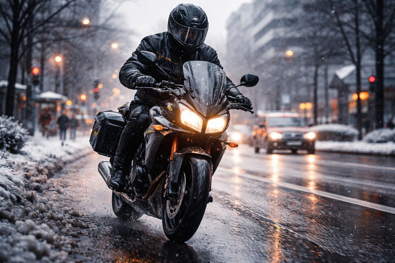 Conducción segura en moto en invierno