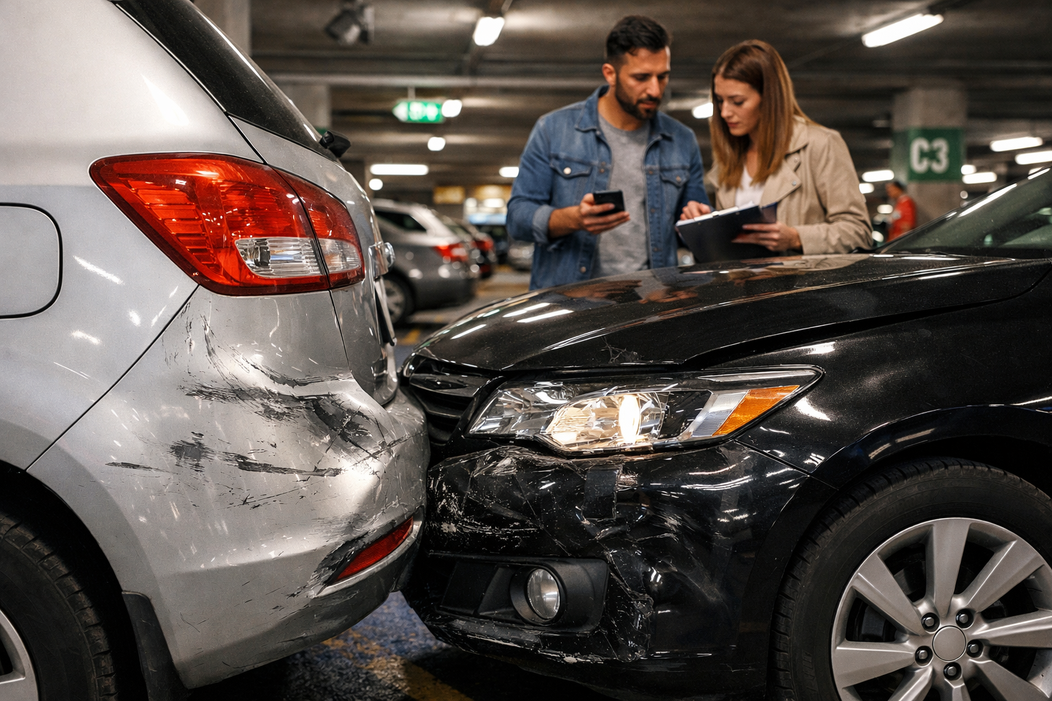 Accidente de tráfico en parking