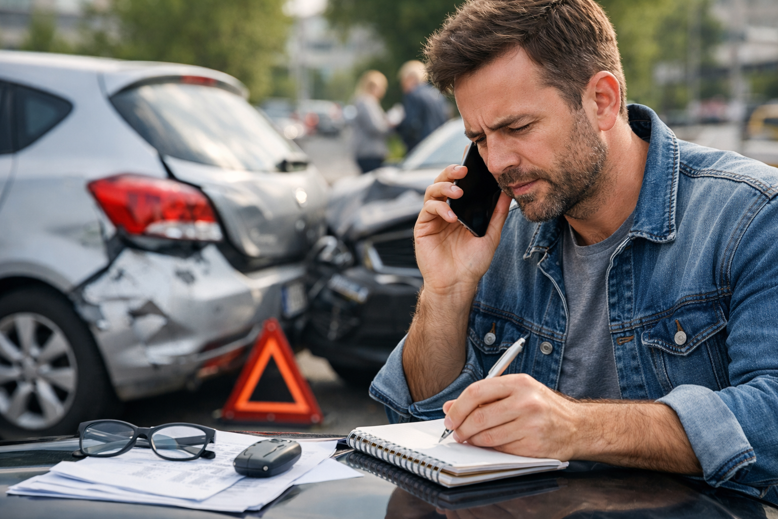 Llamada a la aseguradora tras un accidente de tráfico