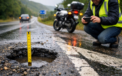 Baches, gravilla y pintura deslizante: cómo reclamar a la administración por accidente de tráfico